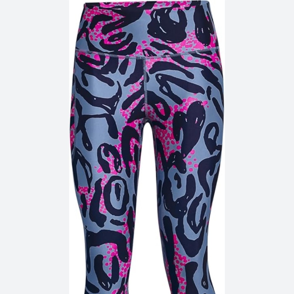 Under Armour Blue and Pink Patterned Performance Crop Leggings Small S